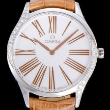 레플리카 [오메가]여성용 드빌 스틸 트레저 다이아몬드 36미리 쿼츠 화이트다이얼 OMG27779  