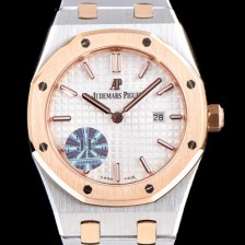 레플리카 [오데마피게] 남성용 로얄오크 18K 로즈골드 투톤콤비 화이트 와플 다이얼 브레이슬릿 쿼츠 무브먼트 AUD0251  