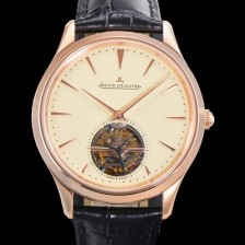 레플리카 [예거 르꿀르뜨] 남성용 마스터 울트라 씬 투어빌론 43mm 18K로즈골드 가죽줄 아이보리 다이얼 jag1292  