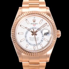 레플리카  [로렉스] 남성용 스카이더웰러 오이스터 퍼페츄얼 오토매틱 Cal.9001타입 42미리 18K 로즈골드 화이트 다이얼 rol5293  