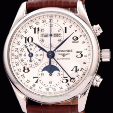 레플리카 [론진] 남성용 정*성시계 ! BEST UP!! 마스터 컬렉션 L2.773.4.78.3 문페이즈 크로노그래프 베스트 모델 화이트 발리콘 다이얼 오토매틱 무브먼트 LON0402  