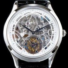 레플리카 [예거르쿨트르] 남성용 신형 마스터 그랜드 투어빌론 쥬얼 다이아몬드 인덱스 화이트&실버 스켈레톤 다이얼 투어빌론 무브먼트 JAG0400  