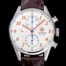 레플리카 [태그호이어] 남성용 까레라 1887 오토매틱 크로노 그래프 화이트 다이얼 TAG73841  