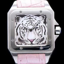 레플리카 [까르띠에] 남성용 산토스 시리즈 백호 다이얼 쿼츠 무브먼트 CAR0505  