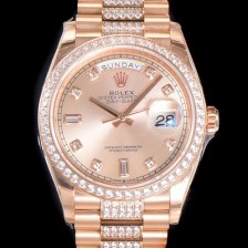 레플리카 [로렉스] 남성용 데이데이트 오토매틱 Cal.3235타입 36mm 금장시계 로즈골드 올금 다이아베젤부착 메탈줄 블루다이얼 rol31602  