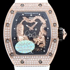 레플리카 [리차드밀레] 남성용 리차드밀 RM51-01 타이거&드래곤 미쉘 요 워치!! 수공 맞물림 형식의 쥬얼세팅 고급스러운 18K 로즈골드 스켈레톤 다이얼 오토매틱 무브먼트 RIC0452  