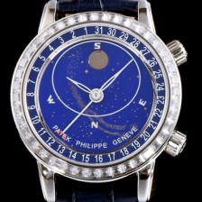 레플리카 [파텍필립] 남성용 셀리스티얼 스카이 차트 그렌드 컴플리케이션 5102PR 워치 업!! 바게크 컷 다이아몬드 베젤 블루 천체 다이얼 문페이즈 셀프 와인딩 칼리버 240 LU CL C 무브먼트 PAT0115  