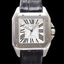 레플리카 [까르띠에] 산토스 100 W20073X8 오토매틱 ETA2824-2 타입 남성용 51mm 가죽줄 화이트 다이얼 car69319  