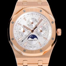 레플리카 [오데마피게] 남성용 로얄오크 페퍼츄얼 41미리 로즈골드 금장시계 오토매틱 5134타입 금장 오열 브레이슬릿 문페이즈 화이트다이얼 AUD74452  