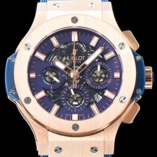 레플리카 [휴블렛] 남성용 New pgrade!!빅뱅 341.PB.131.RX 18K 로즈 골드 크로노그래프 44MM 블루&스켈레톤 다이얼 수정형 ETA 7750 오토매틱 무브먼트 HUB0230  
