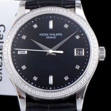 레플리카 [파텍필립] 남성용 칼라트라바 5297G-001 18k 화이트골드 다이아몬드 베젤 블랙 다이얼 오토매틱 무브먼트 PAT0100  