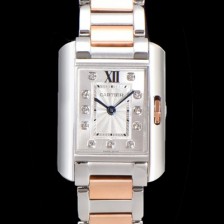 레플리카 [까르띠에] 남여공용 탱크 앙글레즈 미듐/라지 오토매틱/쿼츠 18K 로즈골드 36mm/30mm 메탈줄 물결 실버다이얼 car34019  