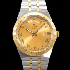 레플리카 [튜더] 남성용 로얄 워치 오토매틱 스위스 ETA2836-2 타입 18K 옐루골드 41mm 메탈줄 골드다이얼 tud5915  