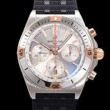 레플리카 [브라이틀링] 남성용 크로노맷 B01 오토매틱 ETA7750-2 타입 42mm 금장시계 우레탄줄 실버다이얼 bre45326  