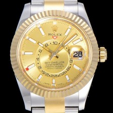 레플리카 [로렉스]남성용 스카이더웰러 오이스터퍼페츄얼 39미리 18K 옐루골드 투톤콤비 오토매틱 골드다이얼 ROL75633  