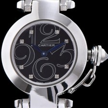 레플리카 [까르띠에] 남성용 파샤 블랙다이얼 스위스 쿼츠 무브먼트 CAR0504  