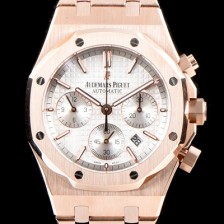 레플리카 [오데마피게] 남성용 NEW 로얄오크 26320OR.OO.1220OR.02 18K 로즈골드 41mm 사이즈 드레스 워치!! 크로노그래프 화이트 와플 다이얼 브레이슬릿 신형 ETA 7750B-2 오토매틱 무브먼트 AUD0124  