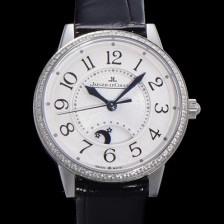 레플리카 [예거 르꿀르뜨] 여성용 랑데뷰 나잇&데이 문페이즈 오토매틱 898A 타입 무브 34mm 보석 배젤 가죽줄 화이트다이얼 jag9915  