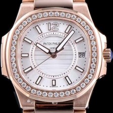 레플리카 [파텍필립] 여성용 노틸러스 7010/1R-001 하이엔드 최상급쥬얼 다이아몬드 베젤 18K 로즈골드 화이트 텍스쳐 다이얼 브레이슬릿 스위스 정품 쿼츠 무브먼트 PAT0104  