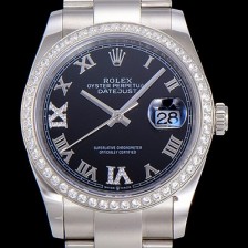 레플리카 [로렉스]남성용 데이져스트 오토매틱 3235무브 보석/큐빅 36미리 블랙다이얼 ROL72400  