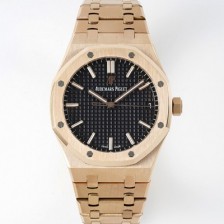 레플리카 [오데마피게] 남성용 로얄오크 하이엔드 15500OR.OO.1220OR.01 18K 로즈골드 최신형 Cal.4302 셀프와인딩 무브먼트 41MM 그랜드 파피스리 패턴 블랙 다이얼 aud6566  