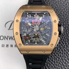 레플리카 [리차드밀레] 남성용 RM11 크로노그래프 오토매틱 18K 로즈골드 50미리 스켈래톤 블랙다이얼 RIC08722  