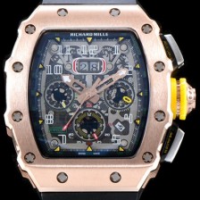 레플리카 [리차드밀레] 남성용 오토매틱 플라이백 RM11-03RG 오버사이즈 데이트 크로노그래프 고급스러운 18K 로즈골드 스켈레톤 다이얼 오토매틱 무브먼트 RIC0410  