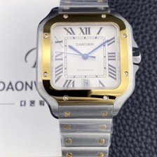 레플리카 [까르띠에] 남성용 산토스 드 까르띠에 워치 W2SA0009 라지 39.8mm 18K 옐우골드 오토매틱 9015 무브먼트 화이트 다이얼 car69391  