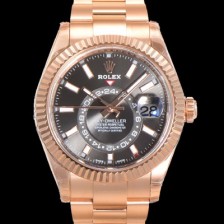 레플리카  [로렉스] 남성용 스카이더웰러 오이스터 퍼페츄얼 오토매틱 Cal.9001타입 42미리 18K 로즈골드 그레이 다이얼 rol5295  