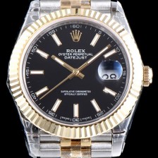 레플리카 [로렉스] 남성용 업그레이드형 데이져스트 116231 오이스터 36mm 플루티드 베젤(AR) 18K 로즈골드 투톤콤비 블랙 다이얼 오토매틱 무브먼트 ROL0015  