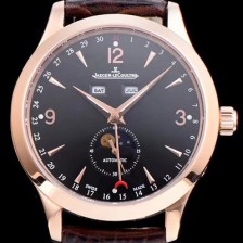 레플리카 [예거르꿀뜨르] 남성용 마스터 캘린더 1552520모델 씬 문페이즈 블랙다이얼 아플리케 인덱스 오토매틱 무브먼 JAG4203  