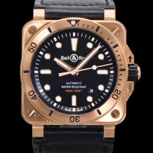 레플리카 [벨앤로즈] 남성용 BR03-92 다이버 브론즈 소재 오토매틱 9015 타입 42mm 가죽줄 블랙 다이얼 bel4093  