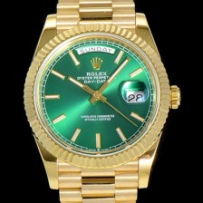 레플리카 [로렉스] 남성용 데이데이트 오토매틱 옐루골드 올금 금장시계 이티애이 2836-2 40미리 그린다이얼 3열 브레이슬릿 ROL79495  