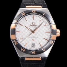 레플리카 [오메가] 남성용 1:1수제공정! 무브UP 컨스틸레이션 코-엑시얼 마스터 오토매틱 Cal.8900타입  41mm  18K 로즈골드 가죽/우레탄 믹스 그레이다이얼 omg47497  