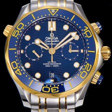 레플리카 [오메가]남성용 씨마스터 다이버 300M 마스터 크로노그래프 옐루골드 44mm 블루다이얼 OMG53678  