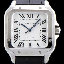 레플리카 [까르띠에] 남성용 산토스 드 까르띠 WSSA0009 라지 모델-데이트 정품 동일 사이즈 실버 마감 오팔린 다이얼 오토매틱 무브먼트 CAR4000  