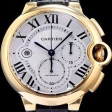 레플리카 [까르띠에] 남성용 발롱블루 드 까르띠에 W6920007 18k 옐로골드 화이트 텍스쳐드 다이얼 크로노그래프 오토매틱 무브먼트 CAR0110  