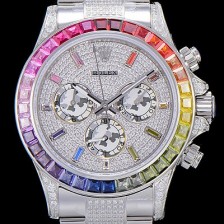 레플리카 [로렉스]남성용 데이토나 오이스터 라인보우 와치 보석/큐빅 세팅 4130타입 무브튜닝 40mm 블랙 다이얼 ROL27036  
