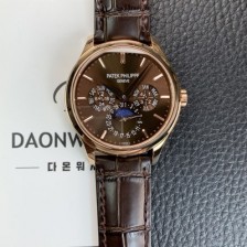 레플리카 [파텍필립] 남성용 퍼페추얼 캘린더 18K 로즈골드 5140 가죽줄 40mm 오토매틱 Cal.240 타입 브라운 다이얼 pat2246  