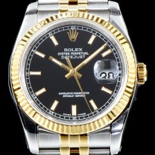 레플리카 [로렉스] 남성용 1:1퀄리티!! 데이져스트 116233 오이스터 36mm 18K 옐로우골드 블랙 다이얼 쥬빌리 브레이슬릿 칼리버 3135타입 오토매틱 무브먼트 ROL0300  