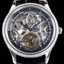 레플리카 [예거르쿨트르] 남성용 신형 마스터 그랜드 투어빌론 1:1 수공 맞물림 형식의 쥬얼라인 블랙&실버 스켈레톤 다이얼 투어빌론 무브먼트 JAG0401  