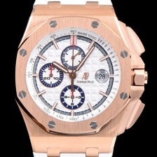 레플리카 [오데마피게] 남성용 로얄오크 오프쇼어 26408OR.OO.A010CA.01 섬머에디션!!크로노그래프 18K 로즈골드 화이트 와플 다이얼 오토매틱 무브먼트 AUD0210  