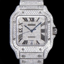 레플리카 [까르띠에] 남성용 산토스 쥬얼 다이아몬드 셋팅 베젤 40mm 큐빅/보석 다이얼 오토매틱 무브먼트 CAR40192  