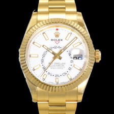 레플리카  [로렉스] 남성용 스카이더웰러 오이스터 퍼페츄얼 오토매틱 Cal.9001타입 42미리 18K 옐루골드 화이트다이얼 rol5130  