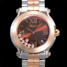 레플리카 [쇼파드] 여성용 해피 스포츠 다이아몬드 36mm 스위스 955.112 쿼츠 18K 로즈골드 브라운다이얼 cho2391  