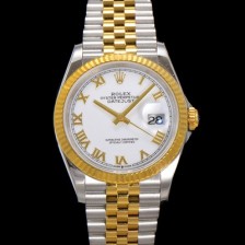 레플리카 [로렉스] 남성용 데이저스트 m126233 18K 옐로우골드 로마인덱스 36mm 오토매틱 Cal.3235 무브먼트 화이트 다이얼 rol5365  