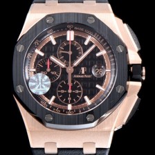 레플리카 [오데마피게] 남성용 NEW MOVT UP!! 로얄오크 오프쇼어 26401RO.OO.A002CA.02 18K 로즈골드 블랙 세라믹 베젤 크로노그래프 블랙 와플 다이얼 오토매틱 무브먼트 AUD0200  