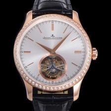 레플리카 [예거르꿀트르] 남성용 마스터 그랜드 트레디션 1662451 오토매틱 투어빌론 798타입  42mm 18K 로즈골드 보석다이아드베젤 가죽시계 실버다이얼   jag03476  