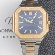 레플리카 [파텝필립] 남성용 큐비투스 데이트 Ref.5821 콤비 18K 로즈골드 45mm 오토매틱 Cal.26-330 SC 타입 블루 다이얼 pat2261  