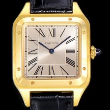 레플리카 [까르띠에]남여공용 산토스 두몽트 쿼츠 커플시계 18K 옐루골드 38미리 43미리/38미리 M/S 실버다이얼 CAR70866  
